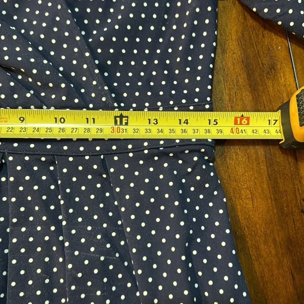 Talbots Navy Blue Polka Dot Dress with 3/4 Sleeve, Size 6 - Picture 7 of 8